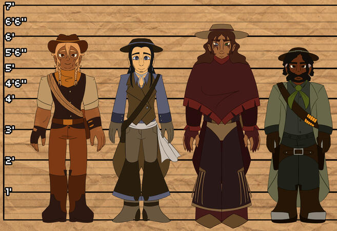 Height chart of characters I've designed