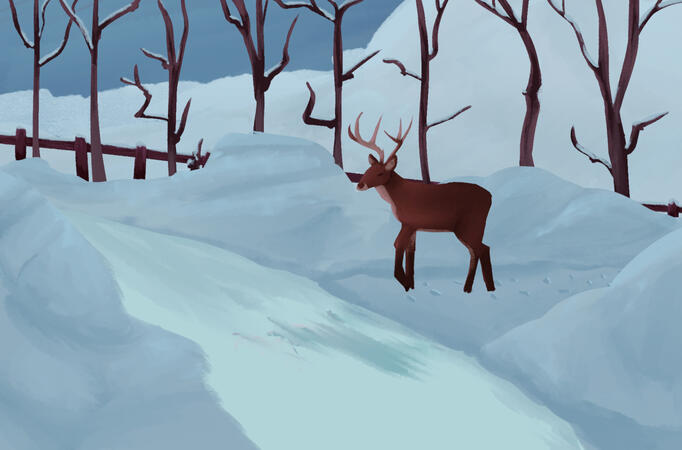 Final piece for a "Deer in the forest" project