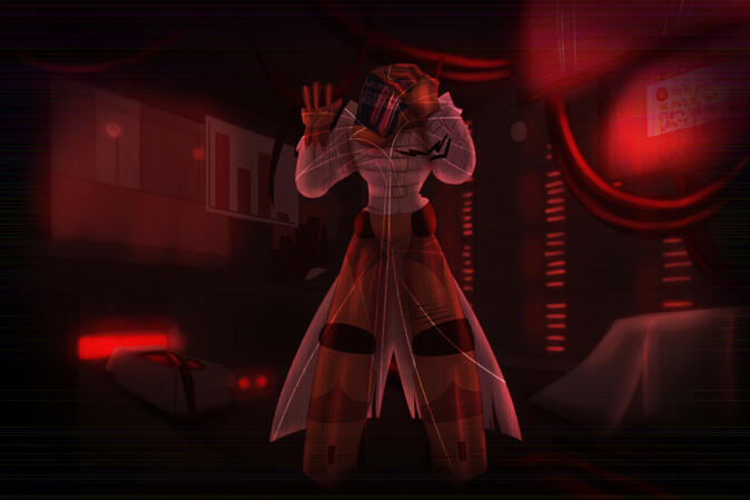 Final piece for an "infected scientist" character design